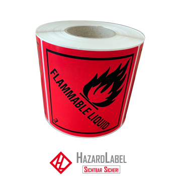 Hazard Label Class 3, 10x10 cm, PE film, FLAMMABLE LIQUID